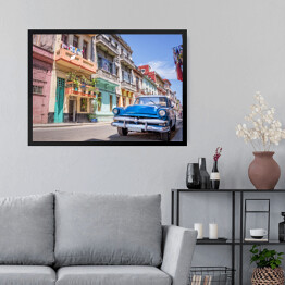 Obraz w ramie Klasyczny amerykański samochód - krajobraz Hawany, Kuba