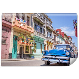 Fototapeta winylowa zmywalna Klasyczny amerykański samochód - krajobraz Hawany, Kuba