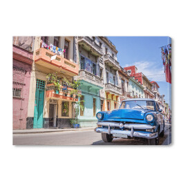 Obraz na płótnie Klasyczny amerykański samochód - krajobraz Hawany, Kuba