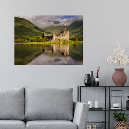 Plakat Widok na zamek nad jeziorem, Szkocja
