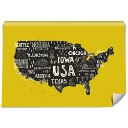 Fototapeta samoprzylepna Mapa USA na żółtym tle