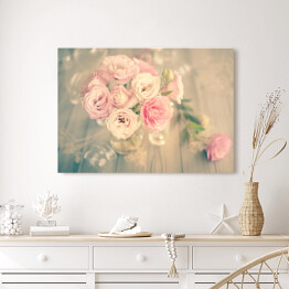 Obraz na płótnie Bukiet pięknych różowych kwiatów w delikatnych barwach