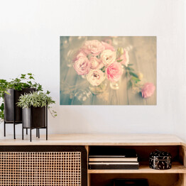 Plakat samoprzylepny Bukiet pięknych różowych kwiatów w delikatnych barwach