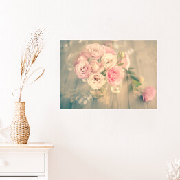 Plakat samoprzylepny Bukiet pięknych różowych kwiatów w delikatnych barwach