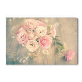Obraz na płótnie Bukiet pięknych różowych kwiatów w delikatnych barwach