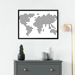 Obraz w ramie Mapa świata wykonana z kwadratów