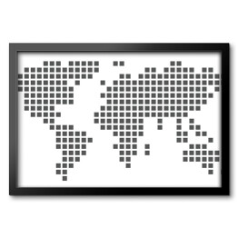 Obraz w ramie Mapa świata wykonana z kwadratów