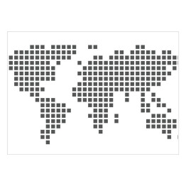 Plakat Mapa świata wykonana z kwadratów