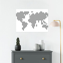 Plakat Mapa świata wykonana z kwadratów
