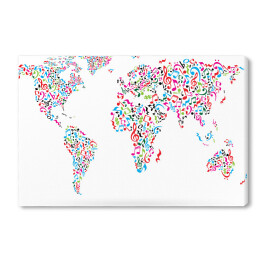 Mapa świata z kolorowych nut