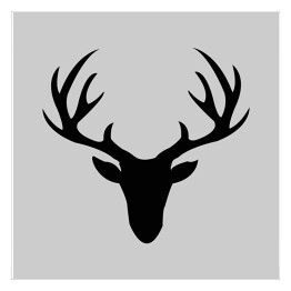 Plakat samoprzylepny Czarna głowa jelenia na popielatym tle