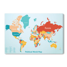 Obraz na płótnie Kraje na mapie świata