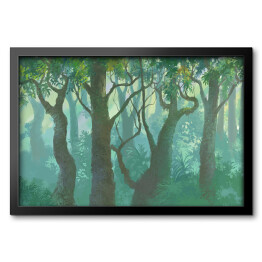 Obraz w ramie Mroczny las we mgle - ilustracja