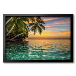 Obraz w ramie Zachód słońca ze wspaniałymi kolorami na tropikalnej wyspie 