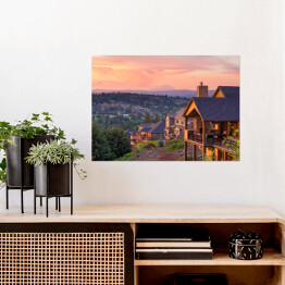 Plakat Zachód słońca widziany z tarasu luksusowego domu