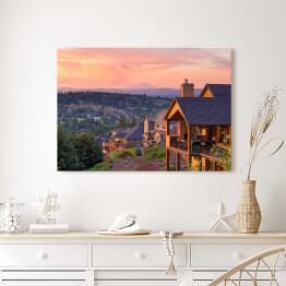 Obraz na płótnie Zachód słońca widziany z tarasu luksusowego domu