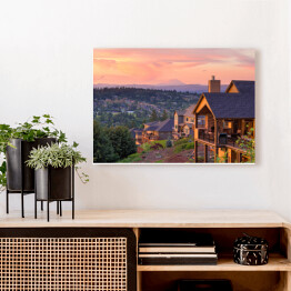 Obraz na płótnie Zachód słońca widziany z tarasu luksusowego domu