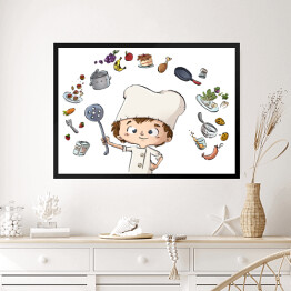 Obraz w ramie Dziecko podczas gotowania