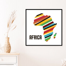 Plakat w ramie Mapa Afryki w kolorowe pasy