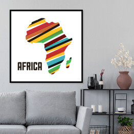 Plakat w ramie Mapa Afryki w kolorowe pasy