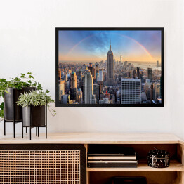 Obraz w ramie Panoramę Nowego Jorku - miejskie drapacze chmur i tęcza