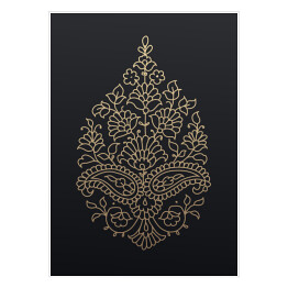 Plakat samoprzylepny Złoty kwiatowy ornament paisley.