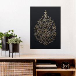 Plakat samoprzylepny Liść złoty kwiatowy ornament 
