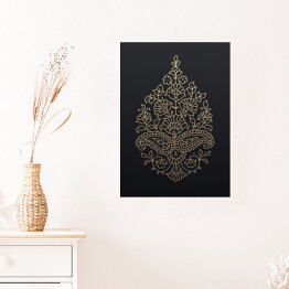 Plakat Liść złoty kwiatowy ornament 