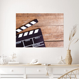 Plakat Klapy do filmu na drewnie - ilustracja