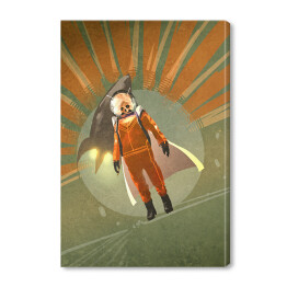 Obraz na płótnie Superbohater w pomarańczowym stroju na tle w stylu grunge