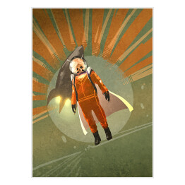 Superbohater w pomarańczowym stroju na tle w stylu grunge