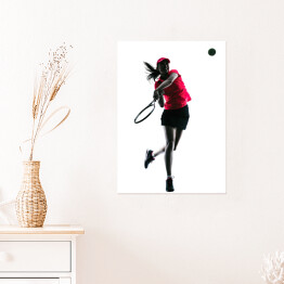 Plakat samoprzylepny Tenisistka w czarno czerwonym stroju