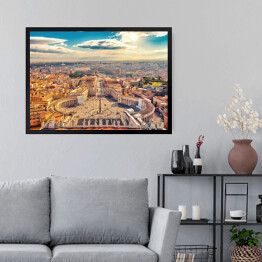 Obraz w ramie Plac Świętego Piotra w Watykanie i widok z lotu ptaka na Rzym