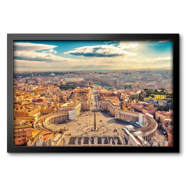 Obraz w ramie Plac Świętego Piotra w Watykanie i widok z lotu ptaka na Rzym