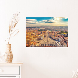 Plakat samoprzylepny Plac Świętego Piotra w Watykanie i widok z lotu ptaka na Rzym