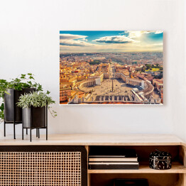 Obraz na płótnie Plac Świętego Piotra w Watykanie i widok z lotu ptaka na Rzym
