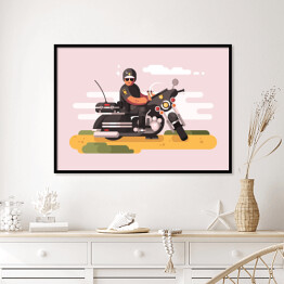 Plakat w ramie Policjant na motocyklu - ilustracja