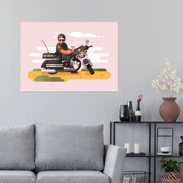 Plakat samoprzylepny Policjant na motocyklu - ilustracja