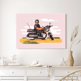 Obraz na płótnie Policjant na motocyklu - ilustracja