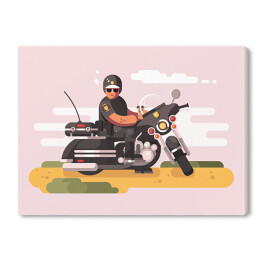 Obraz na płótnie Policjant na motocyklu - ilustracja