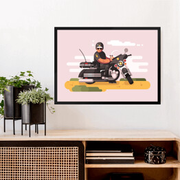 Obraz w ramie Policjant na motocyklu - ilustracja