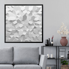 Obraz w ramie Białe abstrakcyjne geometryczne wieloboki 3D