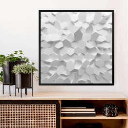 Obraz w ramie Białe abstrakcyjne geometryczne wieloboki 3D