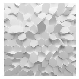 Plakat samoprzylepny Białe abstrakcyjne geometryczne wieloboki 3D