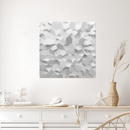 Plakat samoprzylepny Białe abstrakcyjne geometryczne wieloboki 3D