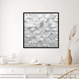 Plakat w ramie Białe abstrakcyjne geometryczne wieloboki 3D