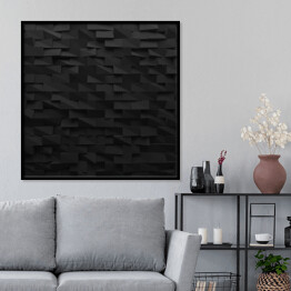 Plakat w ramie Czarne abstrakcyjne prostokąty 3D