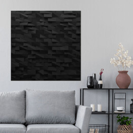 Plakat samoprzylepny Czarne abstrakcyjne prostokąty 3D