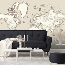 Fototapeta winylowa zmywalna Biało beżowa mapa świata