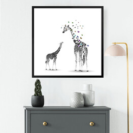 Obraz w ramie Duża i mała żyrafa